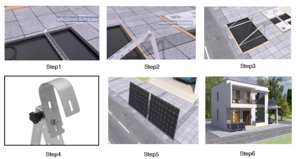 Aufständerung Solarmodul Halterung - Verstellbar 15-60°, Balkonkraftwerk Universalhalterung für Photovoltaik