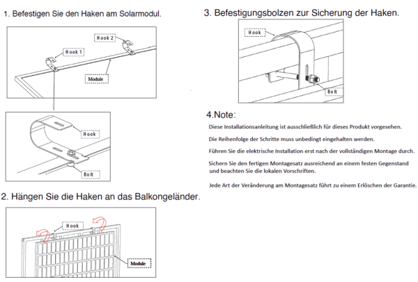 Aufständerung Solarmodul Halterung - Verstellbar 15-60°, Balkonkraftwerk Universalhalterung für Photovoltaik